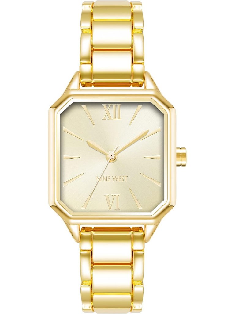 Nine West Women's Gold Analog Japanese Quartz Solid Octagonal Bracelet Watch